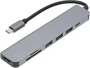 USB C Hub 7 Docking Station in 1 4K HDTV Multifunctional 100W PD Fast Charge Safe Portable USB Splitter for MacBook Pro
