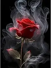 MOMDEDP 5D Rose Diamond Painting Kits for Adults Beginners, Red Flower Diamond Art Kit,DIY Full Round Drill Diamond Dot Gem Art Kits for Adults,Home Wall Decor 12x12 Inch