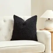 Square Black Boucle With Microgel Feather-Like Insert Pillow