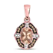 10k Rose Gold Oval Morganite Fashion Solitaire Pendant 1 Cttw