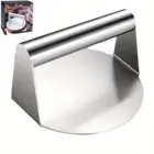 Burger Press Heavy-Duty Stainless Steel Round Bacon Grill Smasher Flat Bottom