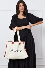 Oatmeal Ma Canvas Tote Bag - Size ONE, Women's Hats