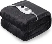 [Warmrest] Electric Blanket with Automatic Shut-Off, 180 x 200 cm, Flannel Electric Heated Blanket, 6 Temperature Levels and Overheating Protection, Washable Electric Blanket, Cuddly Blanket for Bed,