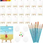 20 Pack Mini Canvases, 15X15Cm Small Stretched Painting Canvas Panel with Mini E