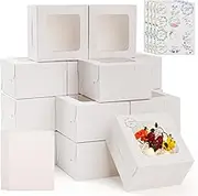 Vane Delx 50pcs White Bakery Boxes with Baking Paper for Convenient Wrapping, 4x4x2.5inches, Sturdy & Adorable Pastry Gift Box with Window for Mini Desserts, Small Treats, Cookies and Party Favor Box.