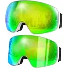 Ski Goggles OTG with 2 Interchangeable Lens, Magnetic Snowboard Goggles Revo ...