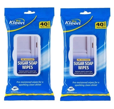 80x Xtra Kleen Cleaning Sugar Soap Wet Wipes 16x20cm Stains Remover Surface