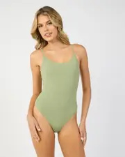 [Topanga] Topanga Women's Sacha One Piece Bathing Suit in Olive Tree Green Size 12 12 Olive Tree Green