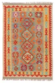 Vintage Hand Woven Carpet 4'9" x 4'9" Traditional Wool Kilim Rug