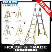 Bailey Platform Ladder Adjustable 3-6 Step 170kg Aluminium Stepladder FS13999