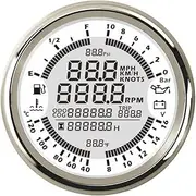 JINGERL 6 in 1 Multi-Functional Gauge GPS Speedometer Tachometer Hour Water Temp Fuel Level Oil Pressure Voltmeter 85MM Gauge GSP Sensor (Color : WS-5 Bar)