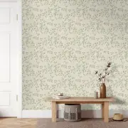 Floral Wallpaper Forget Me Not Blooms Leaves Trail Beige / Green Grandeco 199101