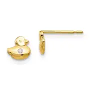 Madi K Kid's Earrings 14k Yellow Gold Cubic Zirconia Duck Post, 6 mm