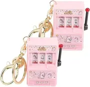 [CALLARON] 2Pcs Mini Slot Machine Keychain for Creative Party Favors Fun Portable Game Adults Backpack Accessory Unicorn Bell