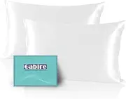 Gabire Mulberry Silk Pillow Cases Set of 2, Both Sides Real Silk Pillowcase for Hair and Skin Prevent Acne Pillowcase Organic Silk Pillowcase 2 Pack with Hidden Zipper, White, Standard (20"×26")