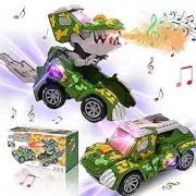 KJIXYUNG Car Toy LED Transforming Dinosaur Car Electric RC Wireless Control