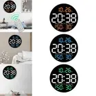Digital Wall Clock Large Display Wall Mounted Hanging 12/24H Mute Digital Clock