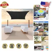 Durable Black Sun Shade Sail Canopy 11' x 19' - Reinforced & Waterproof