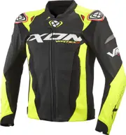 Ixon Vortex 3 Motorcycle Leather Jacket, black-yellow, Size M for Men Black Yellow