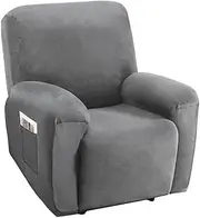 Artiss Recliner Chair Covers Velvet High Stretch Couch Slipcovers 1 Seater Grey