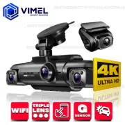WIFI Triple Dash Camera Vehicle Security System Front Rear Lens UHD 4K