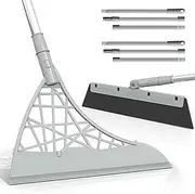 [AILUROPODA] 2PCS Floor Squeegee, Multi Function Magic Broom and Wiper Broom, Light Weight Water Sweeper with 6 mop Rod and Mop Clip, Wiping Sweeper Broom Remove Dust, Dog Hair Sweeping Floor Broom