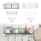 Metal Wire Wall Mounted Pantry Shelf Seasoning Box Rack for Bathroom Spice