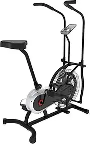Exercise Upright Fan Bike Indoor Cycling Fitness Bike Stationary with Air Resistance System and Transportation Wheels, Weight Capacity 250 Lbs Portable
