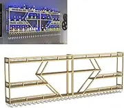 Wall Mounted Wine Rack with Glass Holder Mini Bar Shelf for Liquor Display Hanging Wine Glass Storage Rack Whiskey Shelf Cabinet Liquor Bottle Display Shelf