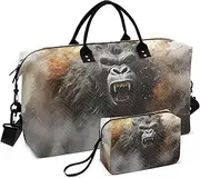 [YXYZRMY] Travel Duffel Bag Angry Gorilla Head Gym Bag Sports Tote Bag with Multiple Interior Pockets Shoulder Weekender Bag for Women Men with Toiletry Bag 20.5”x 7.9”x 13.8, Multi-Colored, one size