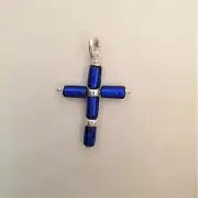 Murano Glass Glass & Sterling Silver Cross - Navy