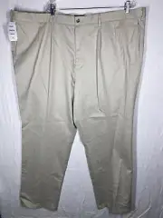 Dockers Mens Pant Signature Collection Khaki Big & Tall Pleated Size 50x32 Beige