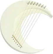 Crescent Lyre Harp - Wooden Moon Lyre Harp 7 Strings Piano - Crescent Musical Instrument Portable Instrument with Tuning Wrench for Music Lovers