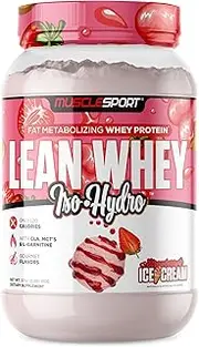 Musclesport Lean Whey Revolution™ Protein Powder - Whey Protein Isolate - Low Calorie, Low Carb, Low Fat, Incredible Flavors - 25g Protein per Scoop (2LB, Strawberry)