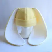 Long ear BUNNY rabbit HAT beanie LIGHT YELLOW & WHITE cosplay EASTER basket