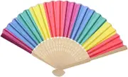 Ciieeo Folding Fan Portable Rainbow Fan 21cm Bamboo Rainbow Fans for Parties Weddings