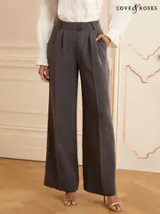 Love & Roses Grey Premium Ultra Wide Leg Trousers (AN9694) | $102