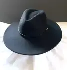 HOUSE OF HARLOW 1960 Black Wool Felt Fedora Hat One Size City NWT