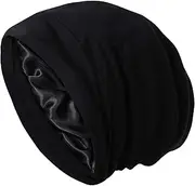 Satin Bonnet Sleep Cap Hair Cover Bonnet Satin Lined Slouchy Beanie Silk Lined Night Sleeping Hat for Cuirly Hair