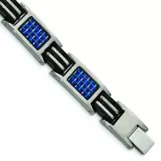 Chisel Titanium Polished w/ Blue Carbon Fiber & Rubber Bracelet 8.5"