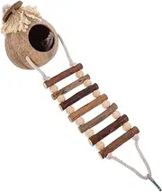 VERDANVERSE Hanging Bird House Natural Coconut Shell Nest with Ladder for Parrots Parakeets Easy to Install Fun Durable Pet Bird Habitat