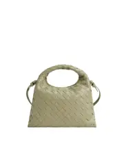 Bottega Veneta Hop Mini $3100 Travertine Leather Crossbody Bag New And Authentic