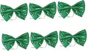 [Gogogmee] Green Bow Tie Festival Collection 6pcs St. Patrick Day Bow Tie Set Sequin Bowties for Party Stylish Photo Props Accessory