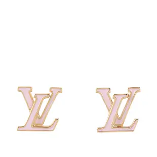 LV LV ICONIC LOGO 金屬及琺瑯針式耳環(粉色) M01136