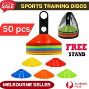 50Pcs Sports Training Discs Markers Cones Soccer Rugby Fitness Exercise AU