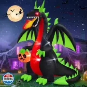 MICOCAH 8 FT Outdoor Halloween Inflatables Fire-Breathing Dragon with Flashin