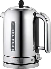Dualit Classic Kettle | Polished Stainless Steel with Black Trim | Quiet Boiling Kettle | 90 Second Boil Time | 1.7 L Capacity, 2.3 kW