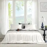Tencel Sheets 4 Piece Set, 100% Eucalyptus Lyocell Sheets Set, Softer Than Silk, Cooling Breathable Bed Sheets for Hot Sleepers, 16 Inch Deep Pocket (White, Queen)