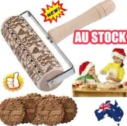 Embossed Rolling Pin Christmas Wooden Rolling Pins For Baking Cookies IW