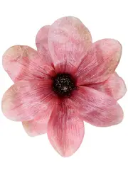Pink Magnolia With Silver Decorative Christmas Flower Clip Pick - 18cm Wide